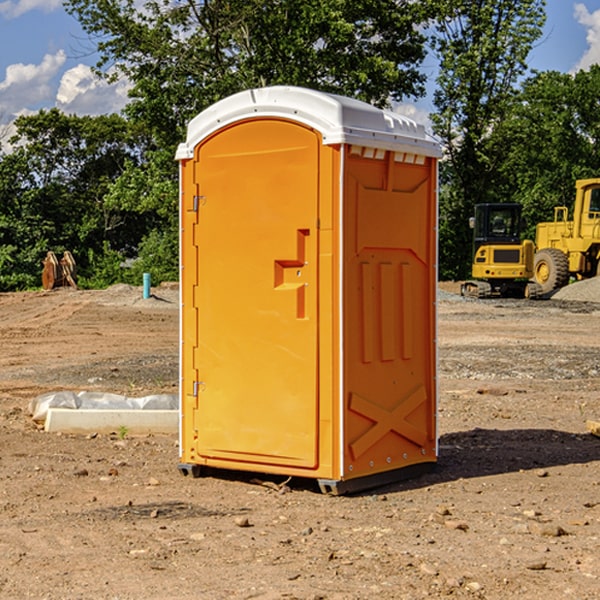 how often are the portable restrooms cleaned and serviced during a rental period in Primrose NE